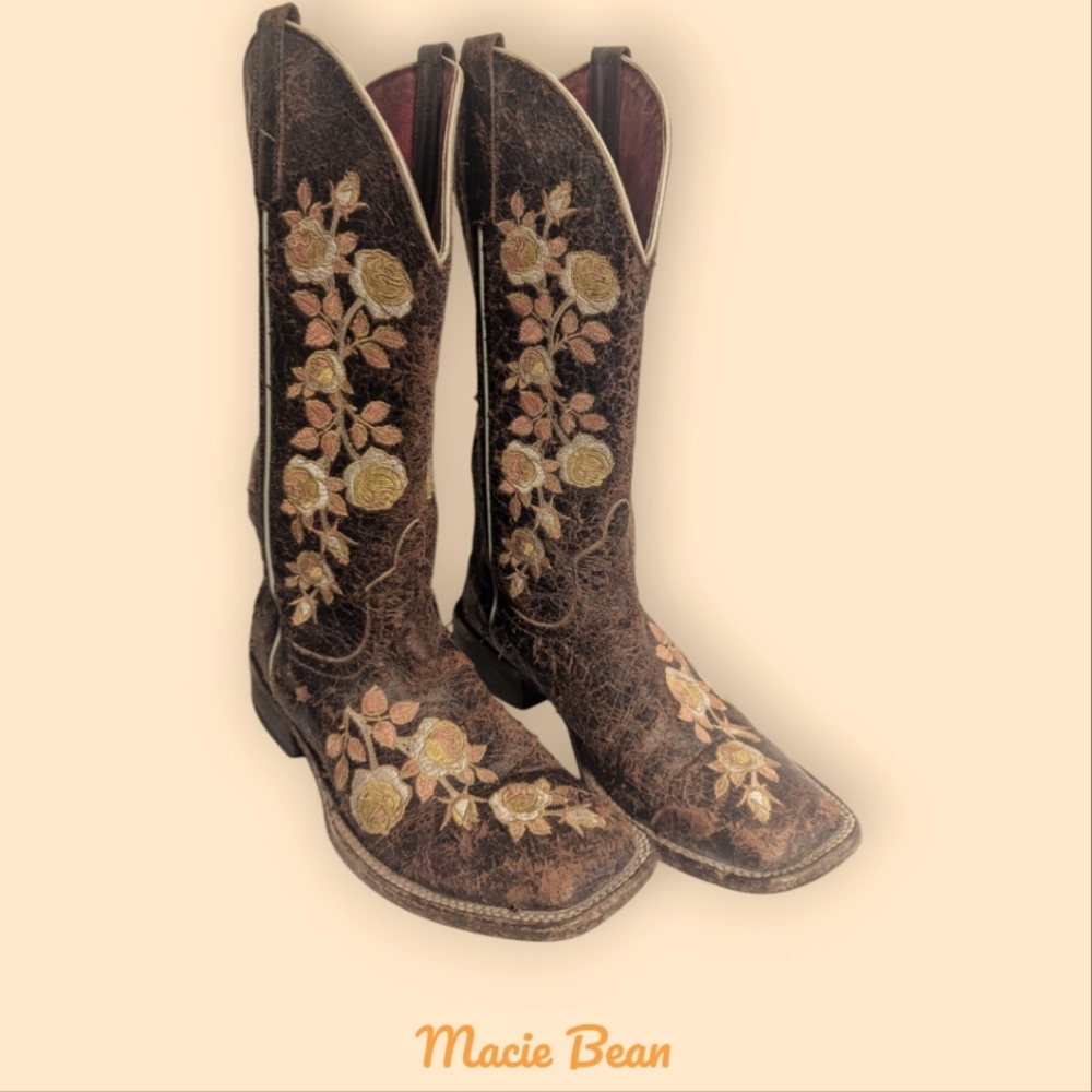 Macie Bean Floral Embroidered Cowboy Boots